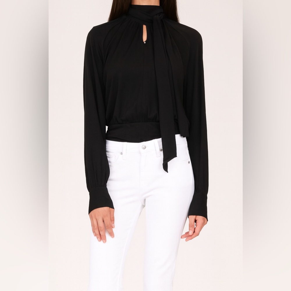 Sportmax Black Silk Long Sleeve Blouse Size XL